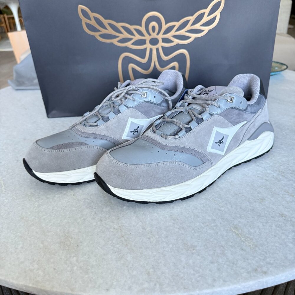 MCM Skywander Low Top Sneakers Men's Gray Suede Lace Up Closure, Sz 44‎